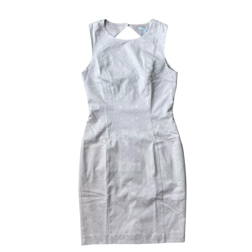H&M Sheath Textured Geometric Jacquard Sleeveless Dress Size 6 Blush